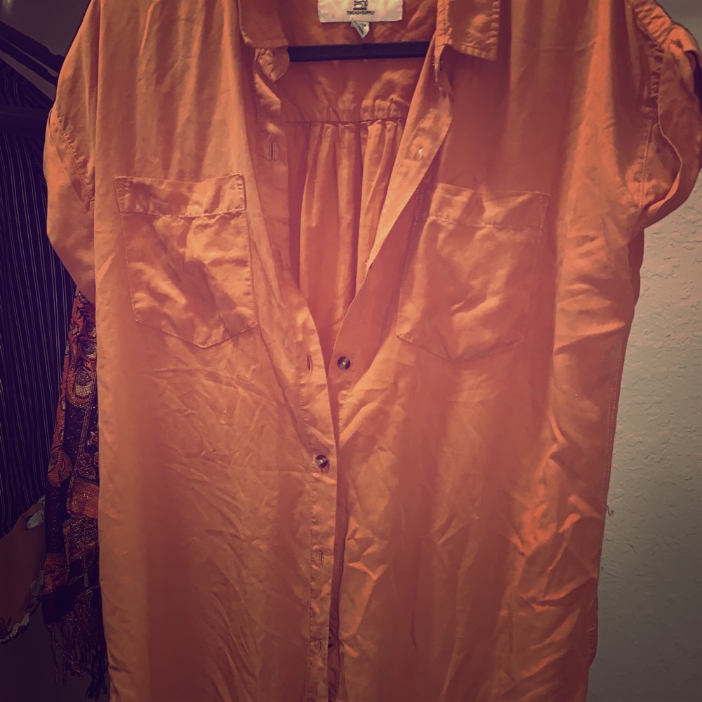 Orange button down T-shirt dress